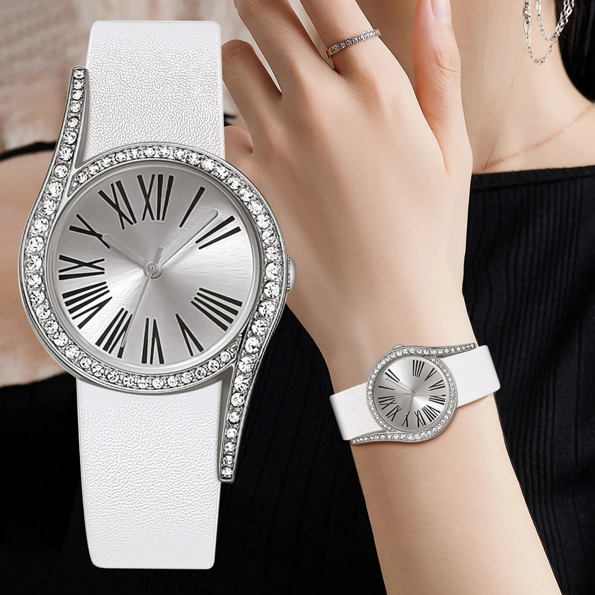 Elegant Leather Quartz Watch - Valentine's Edition