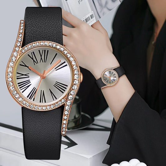 Elegant Leather Quartz Watch - Valentine's Edition