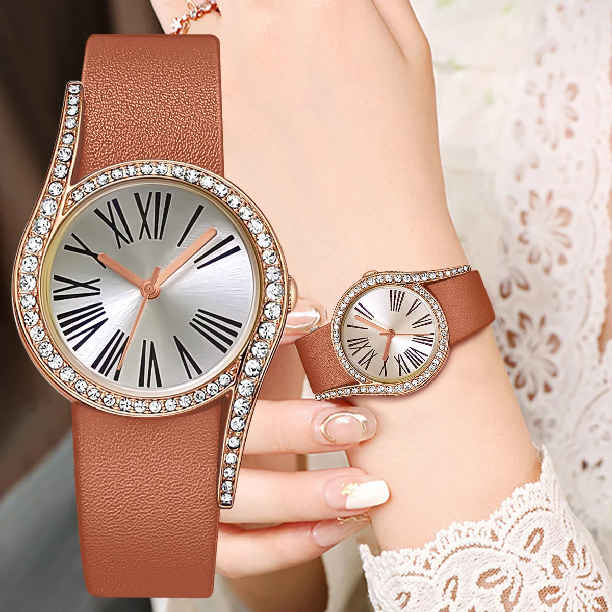 Elegant Leather Quartz Watch - Valentine's Edition